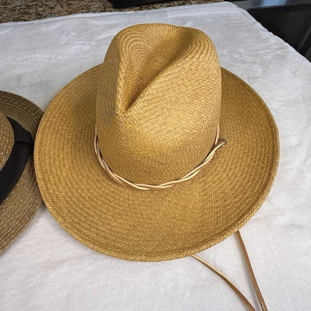 Lot of 2 Straw Hats San Francisco Cowboy Western & CAP Fedora Size M